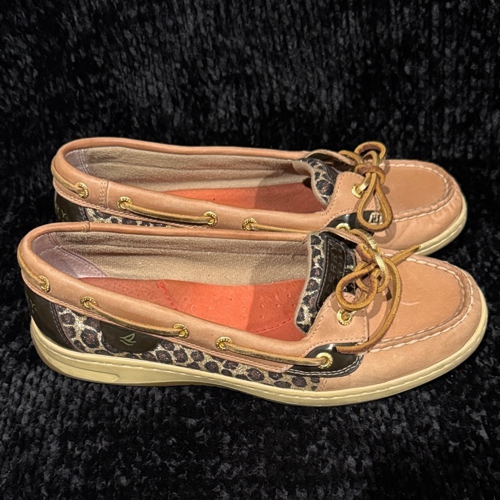 Sperry Brown and Leopard Print Flats